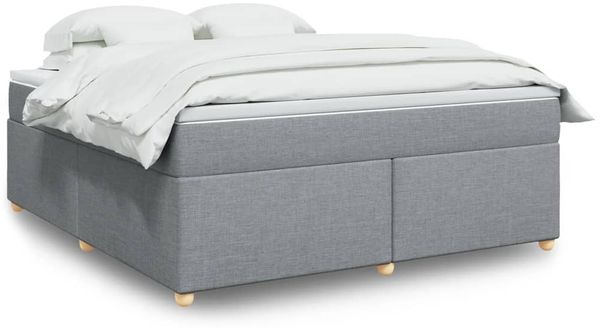 vidaXL Boxspringbett mit Matratze Hellgrau 180x200 cm Stoff 3285394