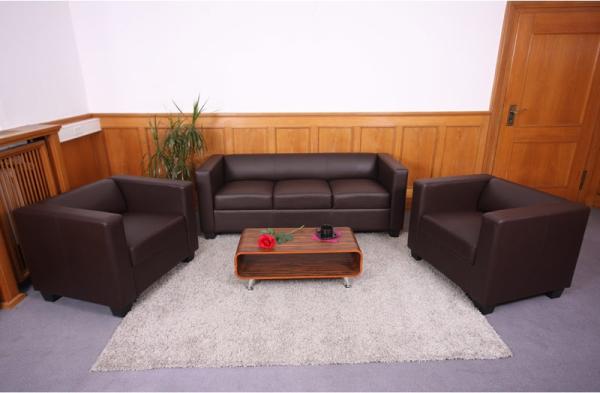 3-1-1 Sofagarnitur Couchgarnitur Loungesofa Lille ~ Kunstleder, coffee