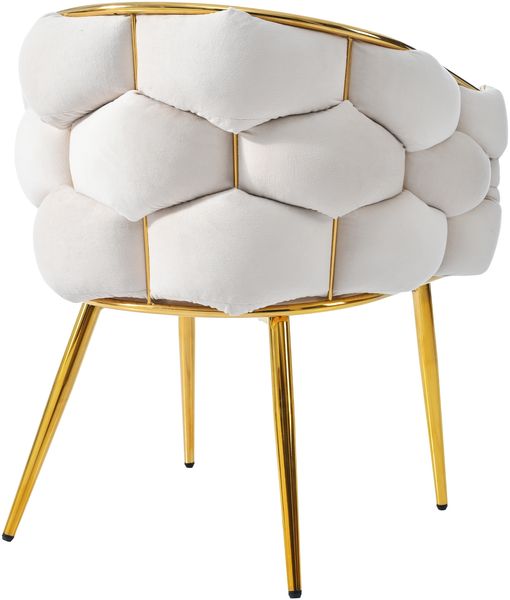 Esszimmerstuhl 50x47x80 cm, 1 Stück, Samt in Beige, gepolstert mit goldenem Rückendetail Bild 5
