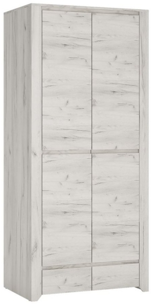 Lomadox Kleiderschrank AMANTEA-129 2-türig, 84cm breit, Craft Eiche weiß