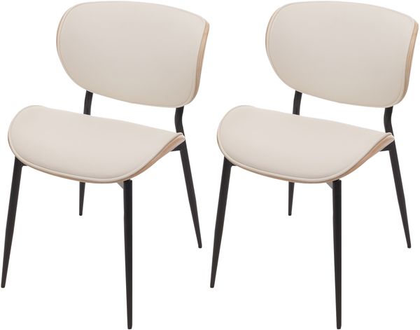 2er-Set Esszimmerstuhl HWC-O45, Stuhl, Bugholz Kunstleder 280g/m² Öko-Tex FSC® ~ natur, weiß