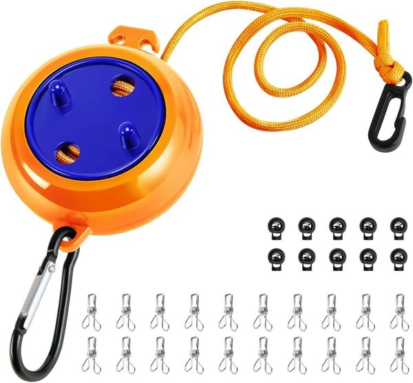 FELIXLEO Wand-Wäscheleine Wäscheleine ausziehbar 10m Camping tragbar Reise Outdoor orange