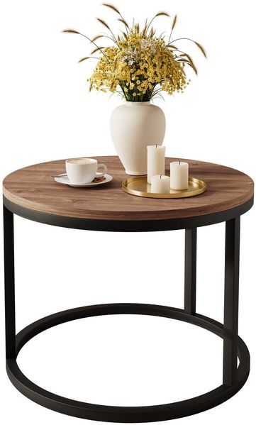 Lookway Couchtisch CIRI mit einer Platte in Holzdekor (1x Couchtisch), Durchmesser: ⌀60 cm