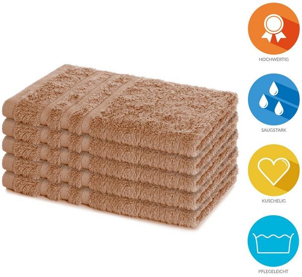 Lavea Gästehandtuch Elena, 30x50cm aus 100% Baumwolle, fusselfreies, pflegeleichtes hautfreundliches Gästehandtuch-Set (Set, 5-St), einzigartig weiche Frottee Gästehandtücher für jeden Hauttyp Bild 2