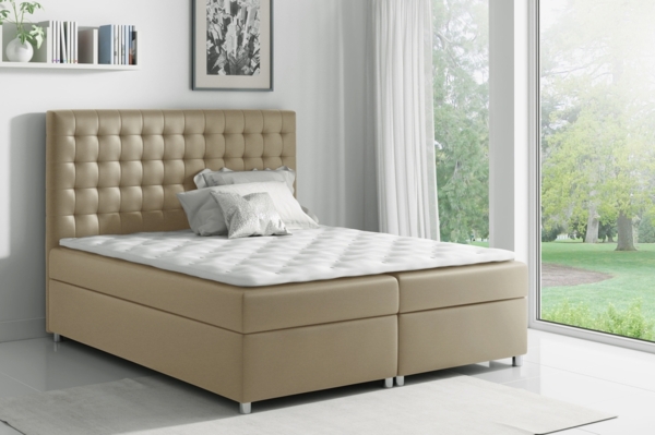 99rooms Fortuna Boxspringbett Velours 160x200 cm Creme Bild 1