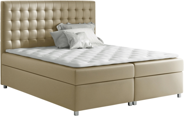 99rooms Fortuna Boxspringbett Velours 160x200 cm Creme Bild 3