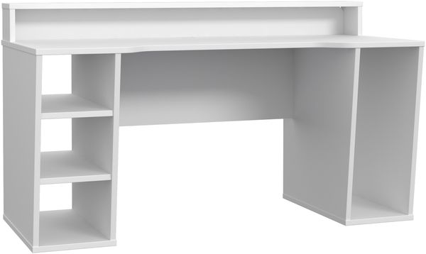 Schreibtisch >TEZAUR< LED-Beleuchtung, Ablage, Fächer, in Weiss - 160x91x72cm (BxHxT) Bild 3