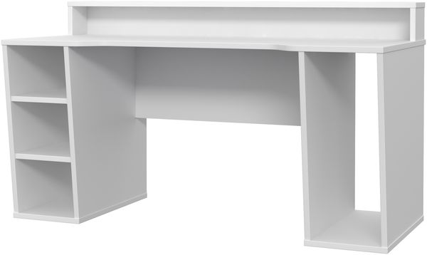 Schreibtisch >TEZAUR< LED-Beleuchtung, Ablage, Fächer, in Weiss - 160x91x72cm (BxHxT) Bild 4