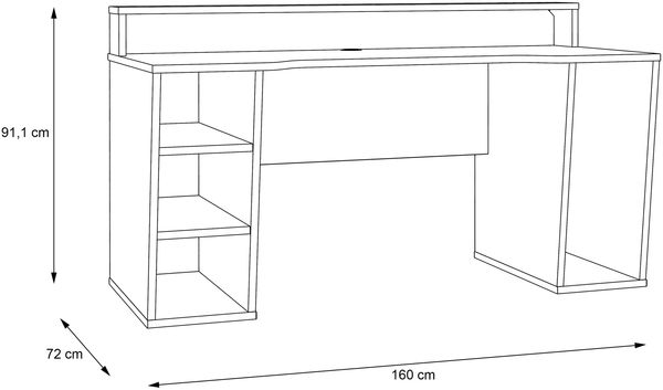 Schreibtisch >TEZAUR< LED-Beleuchtung, Ablage, Fächer, in Weiss - 160x91x72cm (BxHxT) Bild 6