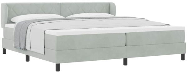 vidaXL Boxspringbett mit Matratze Hellgrau 200 x 200 cm Samt 3340460 Bild 2