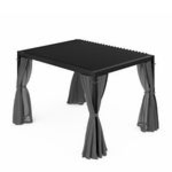 Blumfeldt Pergola 3x4 m - Verstellbares Lamellendach, Wasserdicht & Winterfest, Inkl. Vorhänge & Moskitonetze, UV-Schutz, Aluminium-Rahmen, Schwarz Bild 2