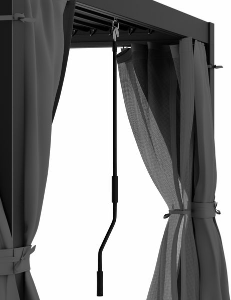 Blumfeldt Pergola 3x4 m - Verstellbares Lamellendach, Wasserdicht & Winterfest, Inkl. Vorhänge & Moskitonetze, UV-Schutz, Aluminium-Rahmen, Schwarz Bild 4