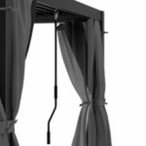 Blumfeldt Pergola 3x4 m - Verstellbares Lamellendach, Wasserdicht & Winterfest, Inkl. Vorhänge & Moskitonetze, UV-Schutz, Aluminium-Rahmen, Schwarz Bild 4