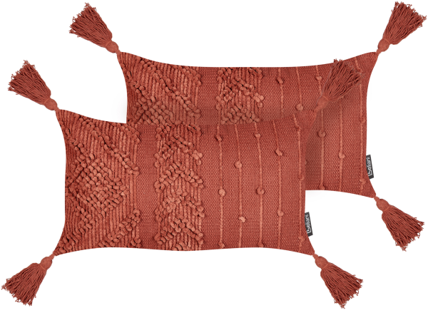 Kissen 2er Set VALVARIA Baumwolle 30 x 50 cm Kein Muster Rot