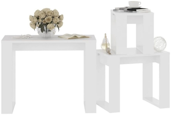 DOTMALL Satztisch Satztische 3-tlg. Weiß Holzwerkstoff Bild 3