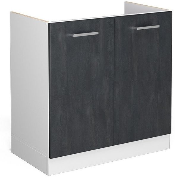 Spülenunterschrank R-Line Schwarz Beton 80 cm ohne Arbeitsplatte Vicco