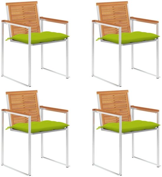 vidaXL Gartenstühle 4 Stk. mit Kissen Massivholz Akazie 3078496