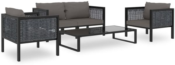 vidaXL 5-tlg. Garten-Lounge-Set mit Auflagen Poly Rattan Anthrazit 49408