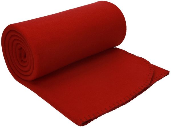 Wohndecke Luxus Fleecedecke Kuscheldecke Größe 130x170 cm Farbe dunkelrot, Betz, 180 g/m²