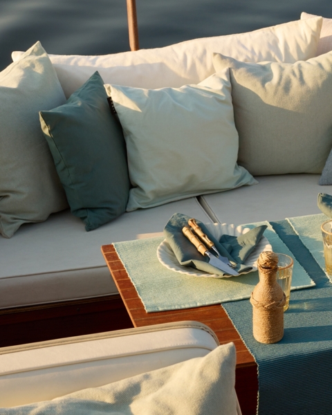 LINUM ANNABELL Elegant Kissenhülle 40x40 cm, 100% Baumwolle, Maschinenwaschbar, Dunkles Grautürkis Bild 3