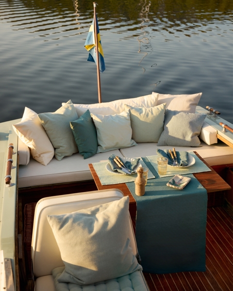 LINUM ANNABELL Elegant Kissenhülle 40x40 cm, 100% Baumwolle, Maschinenwaschbar, Dunkles Grautürkis Bild 4