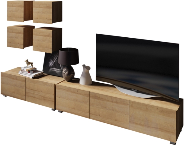 Wohnwand Calabrini XVIII (Farbe: Eiche Gold)