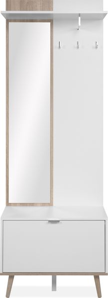 Kompaktgarderobe >Göteborg< in weiß / Dekor Sonoma Eiche - 68x195x32cm (BxHxT)