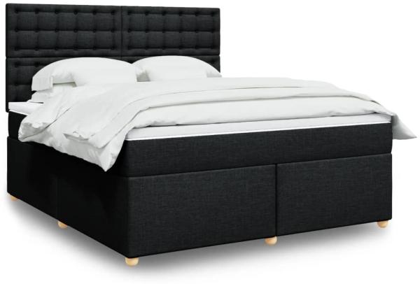 vidaXL Boxspringbett mit Matratze Schwarz 180x200 cm Stoff 3293675