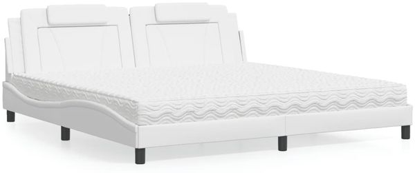 vidaXL Bett "Viana" mit Matratze Weiß 200x200 cm Kunstleder 3208818