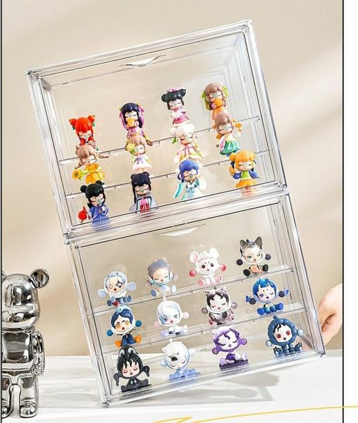 Creliv Vitrine Sammler Vitrine für Figuren & Modelle – stapelbare Acryl Box mit Tür (2-St, 36x26,5x22cm) für Figuren, Modelle, Tasche, Schuhe