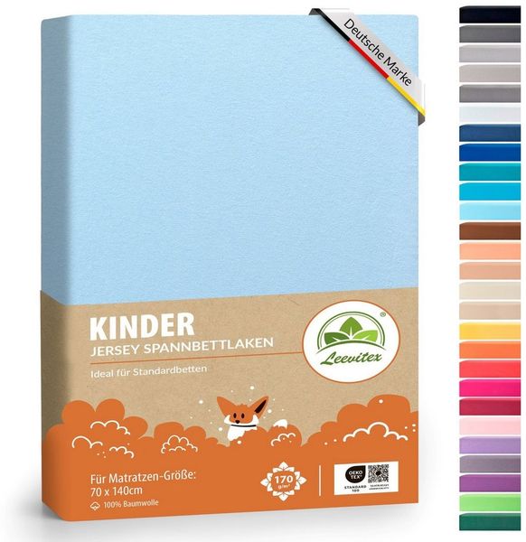 leevitex® Spannbettlaken Jersey aus 100% Baumwolle, für Kinder- & Standardmatratzen, Jersey, Gummizug: rundum, 100% Baumwolle, anschmiegsam & dehnbar, diverse Größen und Farben