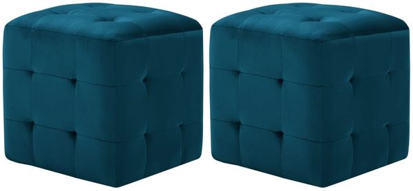 vidaXL Pouf 2 Stk. Blau 30x30x30 cm Samtstoff 278384