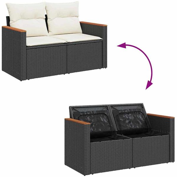 vidaXL Gartensofa-set mit Kissen mit Kissen 13 pcs Schwarz Poly Rattan 3365040 Bild 12