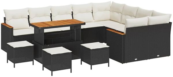 vidaXL Gartensofa-set mit Kissen mit Kissen 13 pcs Schwarz Poly Rattan 3365040 Bild 2
