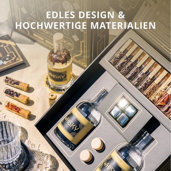 Amari Geschenkbox Whisky Selbermachen Set, DIY Geschenkset mit Botanicals & Zubehör, Hochwertige Geschenkidee für Männer & Frauen