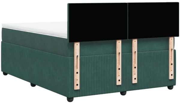 vidaXL Boxspringbett mit Matratze Dunkelgrün 140x200 cm Samt 3287755 Bild 9