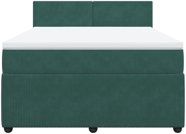vidaXL Boxspringbett mit Matratze Dunkelgrün 140x200 cm Samt 3287755 Bild 3