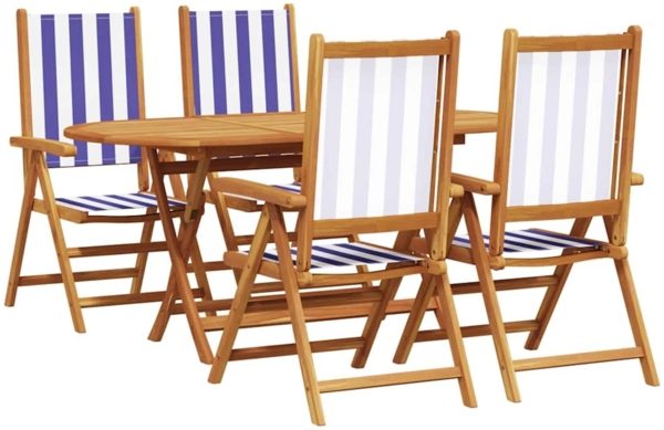 vidaXL Garten Essgruppe 5 pcs Blau und Weiß Massivholz Akazie 3375752