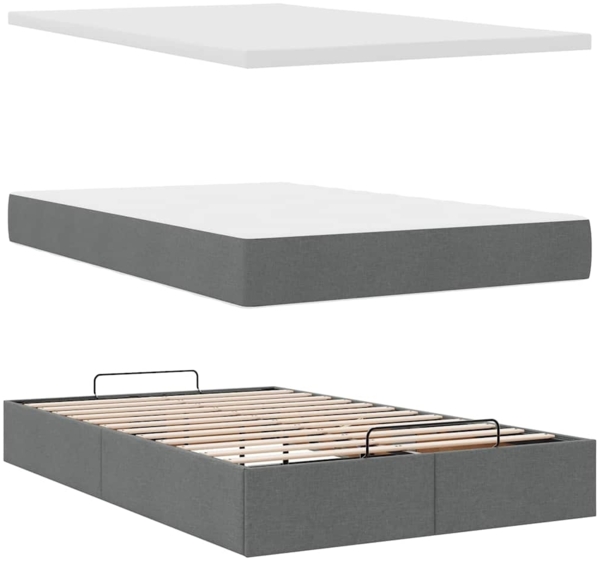 vidaXL Ottomane Bett mit Matratze & LEDs Dunkelgrau 120x190 cm Stoff 3312209 Bild 8