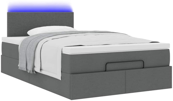 vidaXL Ottomane Bett mit Matratze & LEDs Dunkelgrau 120x190 cm Stoff 3312209 Bild 5