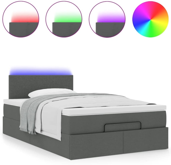 vidaXL Ottomane Bett mit Matratze & LEDs Dunkelgrau 120x190 cm Stoff 3312209 Bild 4