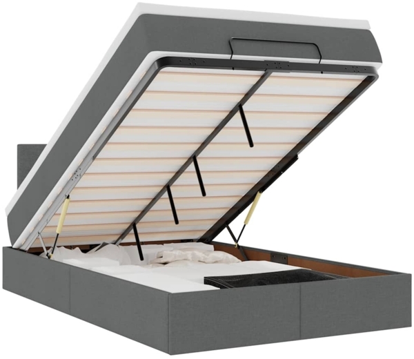 vidaXL Ottomane Bett mit Matratze & LEDs Dunkelgrau 120x190 cm Stoff 3312209 Bild 1