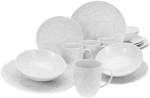 CreaTable 25868 Kombiservice Home für 4 Personen, Porzellan, weiß (1 Set, 16-teilig)