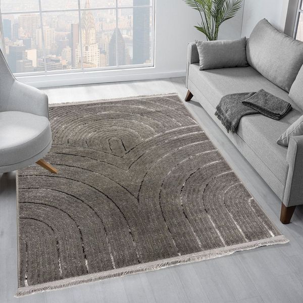 Vimoda Teppich Wohnzimmer Teppich Boho Design sehr Weich extra Dünn, Rechteckig, Höhe: 5 mm, Teppich 3D kurzflor Esszimmer, Schlafzimmerlur & Küche Glänzend