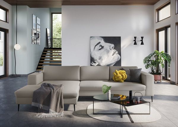 DOMO collection Ecksofa Modica L-Form, moderne Optik mit großzügiger Recamieire, auch in Cord