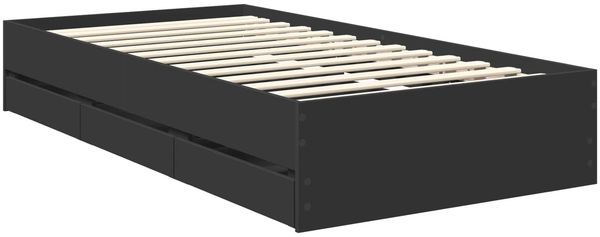 vidaXL Bettrahmen mit Schubladen Schwarz 90 x 200 cm Holzwerkstoff 3412221 Bild 6