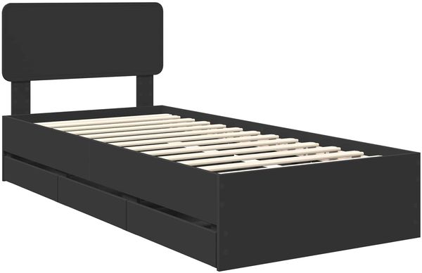 vidaXL Bettrahmen mit Schubladen Schwarz 90 x 200 cm Holzwerkstoff 3412221 Bild 4