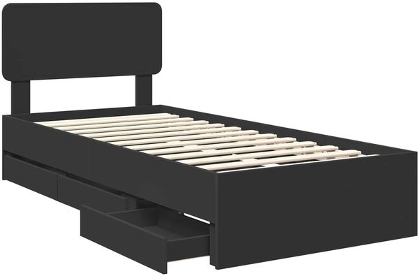 vidaXL Bettrahmen mit Schubladen Schwarz 90 x 200 cm Holzwerkstoff 3412221 Bild 5
