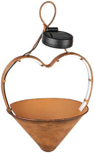 LED Solar Hängeleuchte, bepflanzbar, rostfarben H 34 cm