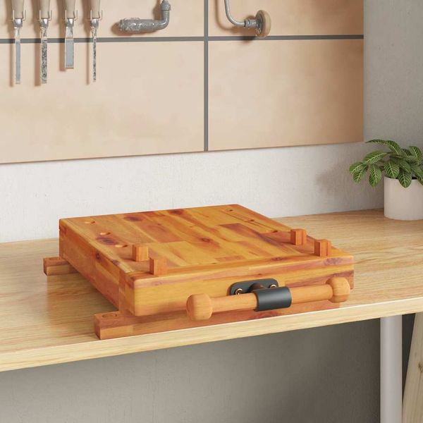 vidaXL Werkbankplatte mit Schraubstock 52 x 44 x 9,5 cm Massivholz Akazie 353786
